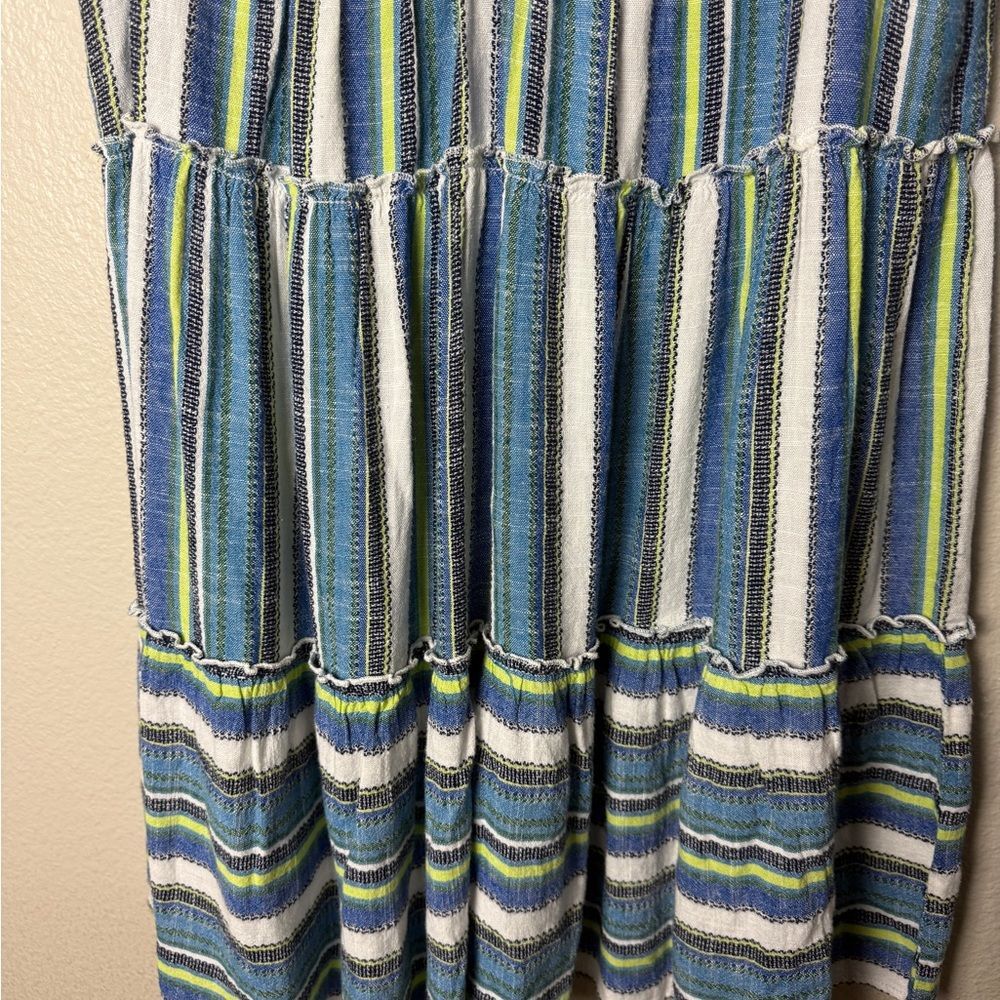 Tribal Blue and White Sleeveless V-Neck Sundress Size P/S - Picture 6 of 8